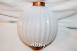 Antique Pleated (Ribbed) Round White Milk Glass Lightning Rod Ball Barnett 3131