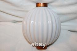 Antique Pleated (Ribbed) Round White Milk Glass Lightning Rod Ball Barnett 3131