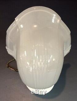 Antique Porcelain Sconce white wall light fixture pull chain Milk Glass Shade