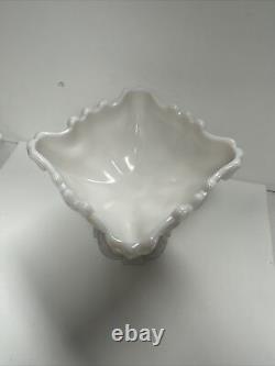 Antique Portieux Vallerysthal Opaline Milk Glass Compote Pedestal Dish