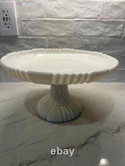 Antique Portieux Vallerysthal VERY RARE Opale Milk Glass ROME Pattern Cake Stand