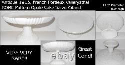 Antique Portieux Vallerysthal VERY RARE Opale Milk Glass ROME Pattern Cake Stand