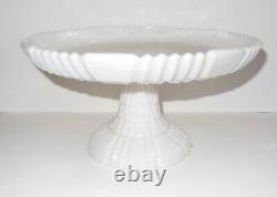 Antique Portieux Vallerysthal VERY RARE Opale Milk Glass ROME Pattern Cake Stand