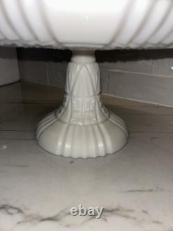 Antique Portieux Vallerysthal VERY RARE Opale Milk Glass ROME Pattern Cake Stand