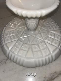 Antique Portieux Vallerysthal VERY RARE Opale Milk Glass ROME Pattern Cake Stand
