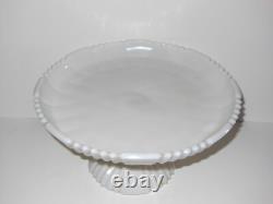 Antique Portieux Vallerysthal VERY RARE Opale Milk Glass ROME Pattern Cake Stand