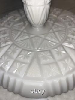 Antique Portieux Vallerysthal VERY RARE Opale Milk Glass ROME Pattern Cake Stand