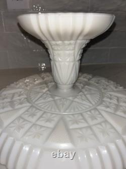 Antique Portieux Vallerysthal VERY RARE Opale Milk Glass ROME Pattern Cake Stand