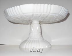 Antique Portieux Vallerysthal VERY RARE Opale Milk Glass ROME Pattern Cake Stand