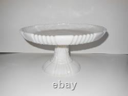 Antique Portieux Vallerysthal VERY RARE Opale Milk Glass ROME Pattern Cake Stand