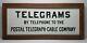 Antique Postal Telegraph Cable Company Telegrams Sign Milk Glass Incised Letters