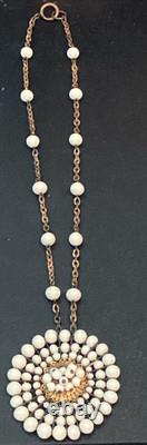 Antique RARE EARLY MIRIAM HASKELL, FRANK HESS Necklace White Milk Glass Unsigned
