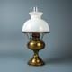 Antique Rayo Brass Oil Lamp Withwhite Milk Glass Shade & Chimney 21 T Beautiful