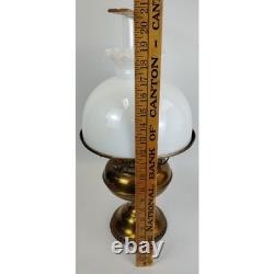 Antique Rayo Brass Oil Lamp withWhite Milk Glass Shade & Chimney 21 T Beautiful