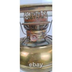 Antique Rayo Brass Oil Lamp withWhite Milk Glass Shade & Chimney 21 T Beautiful