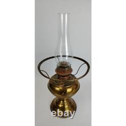 Antique Rayo Brass Oil Lamp withWhite Milk Glass Shade & Chimney 21 T Beautiful