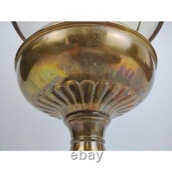 Antique Rayo Brass Oil Lamp withWhite Milk Glass Shade & Chimney 21 T Beautiful