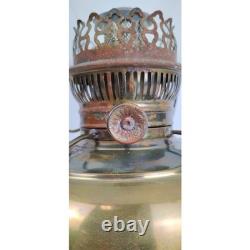 Antique Rayo Brass Oil Lamp withWhite Milk Glass Shade & Chimney 21 T Beautiful