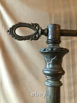 Antique Torchiere Brass Swing Arm Floor Lamp Original Fluted Milk Glass Shade