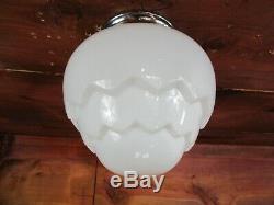 Antique VTG Deco Milk Opal Glass Light Fixture REWIRED Stepped Egg Artichoke E8