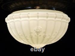 Antique Victorian Brass Bronze Hanging Light Fixture Chandelier Milk Glass Globe