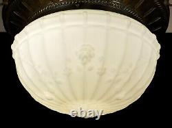 Antique Victorian Brass Bronze Hanging Light Fixture Chandelier Milk Glass Globe