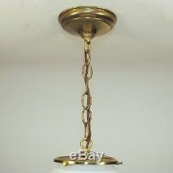 Antique Victorian Milk Glass 10 Globe Shade Brass Hanging Ceiling Pendant Light