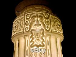 Antique Victorian Mythological Face Milk Glass Light Lamp Shade Bacchus