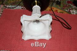 Antique Victorian Oil Kerosene Converted Table Lamp-Purple Glass Milk Glass