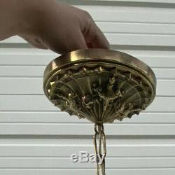 Antique Victorian Satin Milk Glass Globe-Ceiling Pendant Light-lovely Fixture-b2