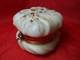 Antique Victorian Wave Crest Opal Glass Powder/ Dresser Box Enameled Flower Rare