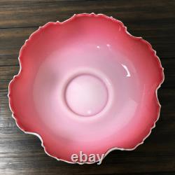 Antique Victorian White Milk Glass/Cranberry Scallop Rim Brides Bowl/Centerpiece