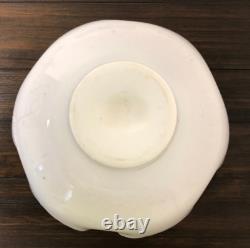 Antique Victorian White Milk Glass/Cranberry Scallop Rim Brides Bowl/Centerpiece