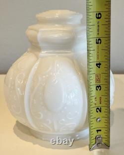 Antique Victorian White Milk Glass Lightning Rod Ball Lamp Shade EUC