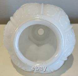 Antique Victorian White Milk Glass Lightning Rod Ball Lamp Shade EUC