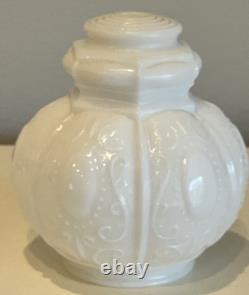 Antique Victorian White Milk Glass Lightning Rod Ball Lamp Shade EUC