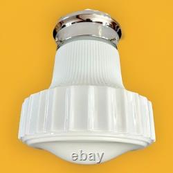 Antique/Vintage 1920's-1930's Art Deco Nouveau White Milk Glass Light Fixture
