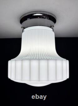 Antique/Vintage 1920's-1930's Art Deco Nouveau White Milk Glass Light Fixture