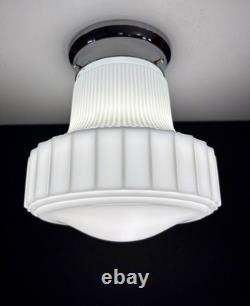 Antique/Vintage 1920's-1930's Art Deco Nouveau White Milk Glass Light Fixture