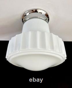 Antique/Vintage 1920's-1930's Art Deco Nouveau White Milk Glass Light Fixture