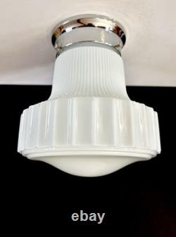 Antique/Vintage 1920's-1930's Art Deco Nouveau White Milk Glass Light Fixture