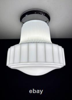 Antique/Vintage 1920's-1930's Art Deco Nouveau White Milk Glass Light Fixture
