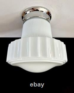 Antique/Vintage 1920's-1930's Art Deco Nouveau White Milk Glass Light Fixture