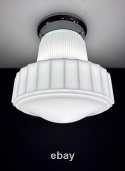 Antique/Vintage 1920's-1930's Art Deco Nouveau White Milk Glass Light Fixture