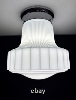 Antique/Vintage 1920's-1930's Art Deco Nouveau White Milk Glass Light Fixture