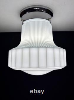 Antique/Vintage 1920's-1930's Art Deco Nouveau White Milk Glass Light Fixture