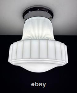 Antique/Vintage 1920's-1930's Art Deco Nouveau White Milk Glass Light Fixture
