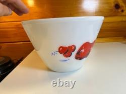 Antique Vintage Fire-King Fire King #8 # 8 Mixing Bowl Milk Glass Apples Apple