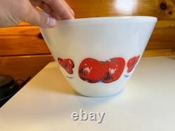 Antique Vintage Fire-King Fire King #8 # 8 Mixing Bowl Milk Glass Apples Apple
