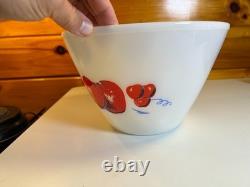 Antique Vintage Fire-King Fire King #8 # 8 Mixing Bowl Milk Glass Apples Apple
